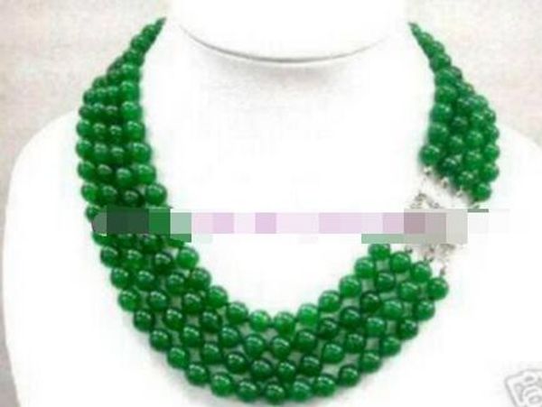 stunning pretty 4 rows 8mm natural green jade round beads necklace 17-20", Silver
stunning pretty 4 rows 8mm natural green jade round beads necklace 17-20", Silver