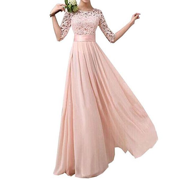 half sleeves lace chiffon a line bridesmaid dresses pink white floor length wedding guest dress vestidos de madrinha, White;pink
half sleeves lace chiffon a line bridesmaid dresses pink white floor length wedding guest dress vestidos de madrinha, White;pink