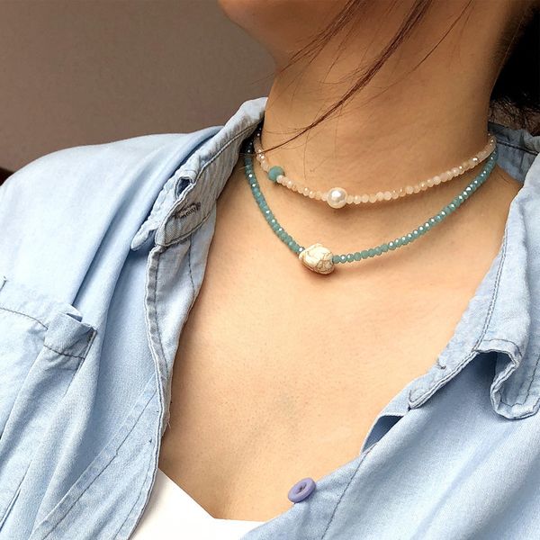 exaggerated ornaments geometric crystal necklace female handmade beads turquoise pearl combination choker collar, Silver
exaggerated ornaments geometric crystal necklace female handmade beads turquoise pearl combination choker collar, Silver