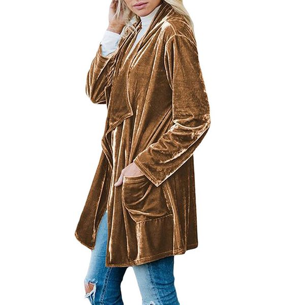 coat women autumn winter long sleeve lapel collar solid color gold velvet pockets trench cardigan coat, Tan;black
coat women autumn winter long sleeve lapel collar solid color gold velvet pockets trench cardigan coat, Tan;black
