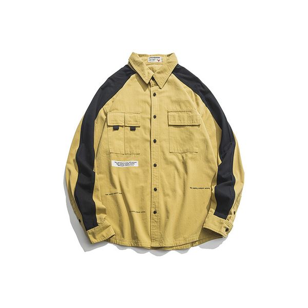 #1436 split joint long sleeve loose cotton hip hop shirts for men lapel collar japanese streetwear mens shirts high quality, White;black
#1436 split joint long sleeve loose cotton hip hop shirts for men lapel collar japanese streetwear mens shirts high quality, White;black