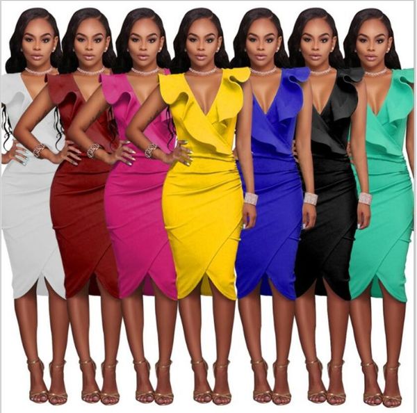 new bag hip skirt deep v strapless v lotus leaf sleeve female dress party dresses, Black;gray
new bag hip skirt deep v strapless v lotus leaf sleeve female dress party dresses, Black;gray
