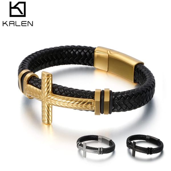 leather braided rope bracelet for men metal cruz charm fashion trend bracelet silver/black/gold color, Golden;silver
leather braided rope bracelet for men metal cruz charm fashion trend bracelet silver/black/gold color, Golden;silver