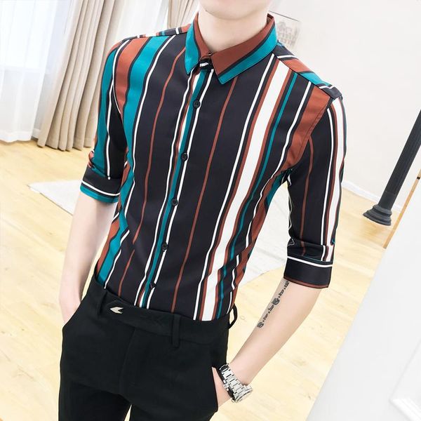hawaiian shirt male stripe shirt for men half sleeve social beach leisure style stage blouse man fashion summer, White;black
hawaiian shirt male stripe shirt for men half sleeve social beach leisure style stage blouse man fashion summer, White;black