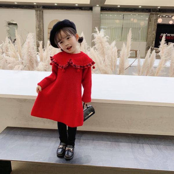 winter new arrival korean style cotton matching big plaid leaf collar princess sweater dress for fashion sweet baby girls, Blue
winter new arrival korean style cotton matching big plaid leaf collar princess sweater dress for fashion sweet baby girls, Blue