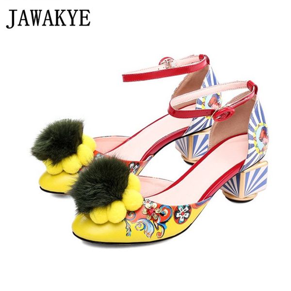 runway feather wool ball floral women sandals printing flowers ankle strap chunky heels sandals summer party shoes woman, Black
runway feather wool ball floral women sandals printing flowers ankle strap chunky heels sandals summer party shoes woman, Black