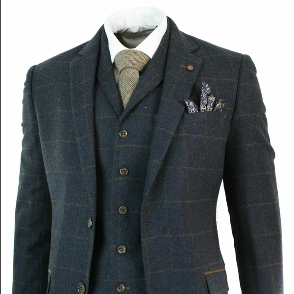 2020 handsome mens suit mens herringbone tweed navy blue check 3 piece two button wool suit peaky blinders tan, White;black
2020 handsome mens suit mens herringbone tweed navy blue check 3 piece two button wool suit peaky blinders tan, White;black
