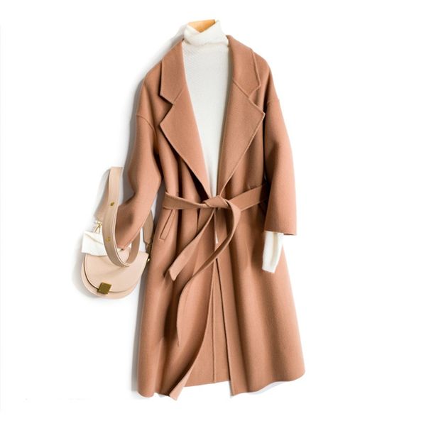 2019 autumn winter new women double-sided wool coat fashion long office ladies woolen overcoat elegant with belt women outerwear, Black
2019 autumn winter new women double-sided wool coat fashion long office ladies woolen overcoat elegant with belt women outerwear, Black