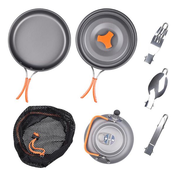 travel hiking picnic camping pot pan tableware cookware tools set with folding handle & ultralight + cutlery
travel hiking picnic camping pot pan tableware cookware tools set with folding handle & ultralight + cutlery