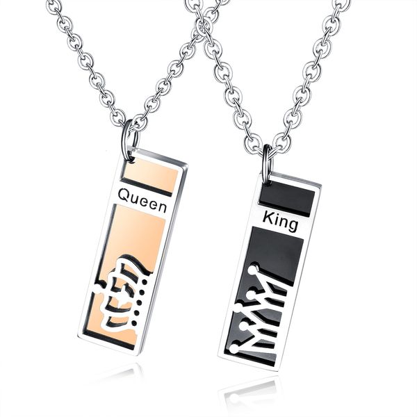 couples necklace pendant stainless steel titanium black rose gold her king his queen pendant womens mens jewelry necklace for lover gifts, Silver
couples necklace pendant stainless steel titanium black rose gold her king his queen pendant womens mens jewelry necklace for lover gifts, Silver