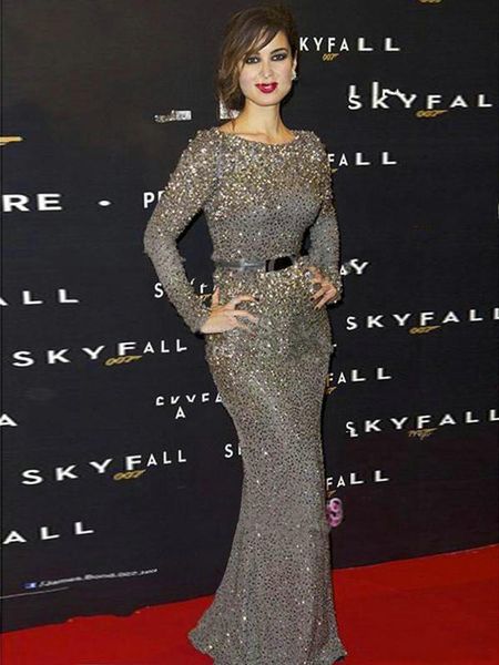 2019 new real image evening dresses jewel neckline long sleeves grey sequin lace crystal beading sash sheath formal prom gown, Black
2019 new real image evening dresses jewel neckline long sleeves grey sequin lace crystal beading sash sheath formal prom gown, Black