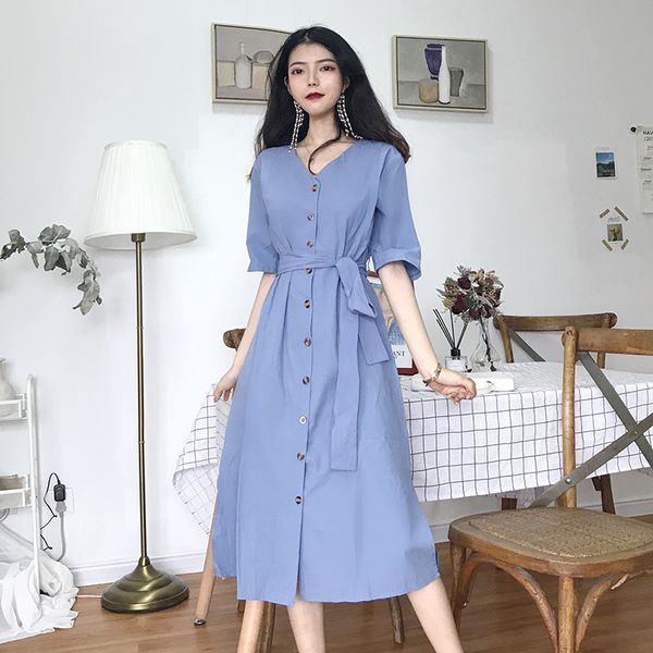 casual cotton dress women 2020 autumn new arrivals fashion half sleeve button shirt dresses ladies long dress with belt blue, White;black
casual cotton dress women 2020 autumn new arrivals fashion half sleeve button shirt dresses ladies long dress with belt blue, White;black