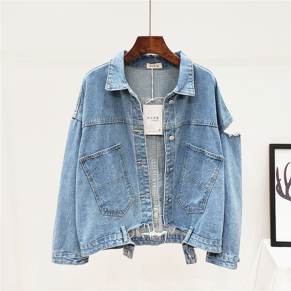 2019 autumn new bat sleeve short denim jacket female wild loose cut long sleeve, Black;brown
2019 autumn new bat sleeve short denim jacket female wild loose cut long sleeve, Black;brown