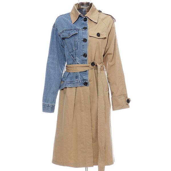 hit color patchwork denim women's windbreaker long sleeve high waist lace up female coats 2019 autumn fashion new, Tan;black
hit color patchwork denim women's windbreaker long sleeve high waist lace up female coats 2019 autumn fashion new, Tan;black