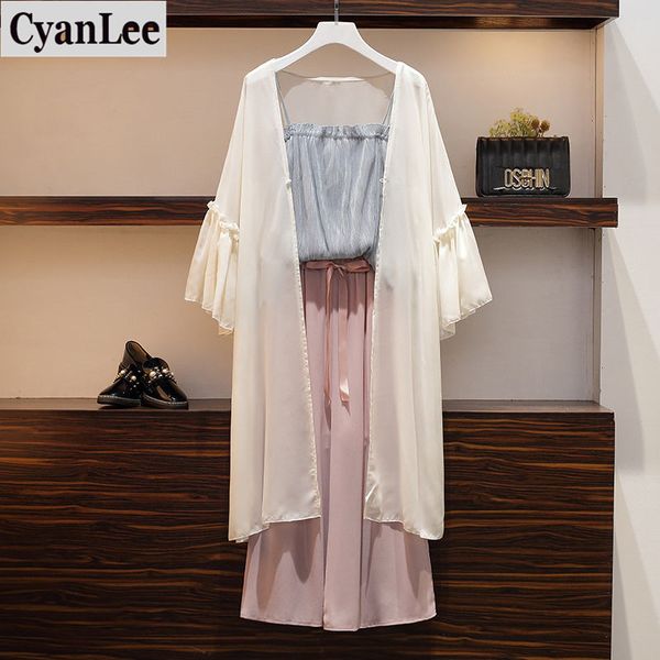 cyanlee 2020 summer women three piece set casual long blouse + shorts elastic waist wide leg pants 3 pcs lady set suits, White
cyanlee 2020 summer women three piece set casual long blouse + shorts elastic waist wide leg pants 3 pcs lady set suits, White
