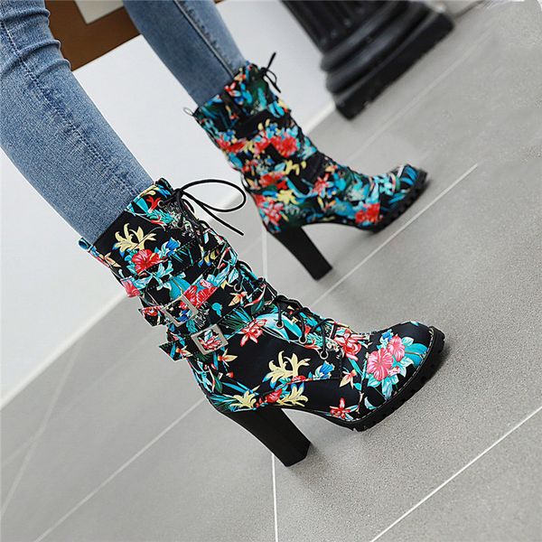 white black flower print buckle strap block high heel motorcycle ankle lace up biker boots gothic punk womens shoes 2019
white black flower print buckle strap block high heel motorcycle ankle lace up biker boots gothic punk womens shoes 2019