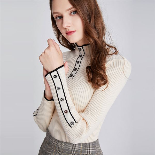 winter women's sweater korean turtleneck knitted high neck button sweater cashmere jumper warm tunic long sleeve black pullover, White;black
winter women's sweater korean turtleneck knitted high neck button sweater cashmere jumper warm tunic long sleeve black pullover, White;black