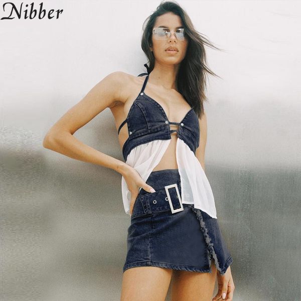 nibber summer denim mini skirts camisole two pieces set women 2019newfashion belt pleated skirt mujer casual tank suits, White
nibber summer denim mini skirts camisole two pieces set women 2019newfashion belt pleated skirt mujer casual tank suits, White