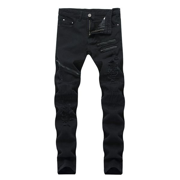 men casual jeans distressed biker ripped denim skinny knee holes zipper destroyed jeans ing, Blue
men casual jeans distressed biker ripped denim skinny knee holes zipper destroyed jeans ing, Blue