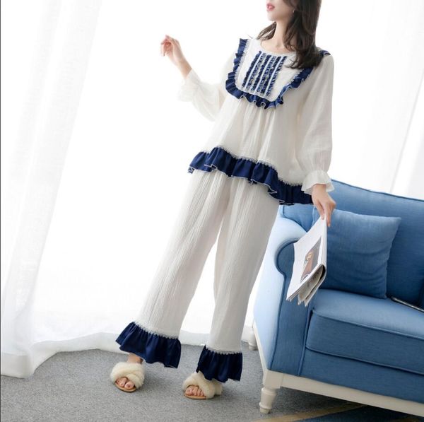 2019 new fall princess women's pajamas long pants two pieces set 6 color sleepwear cotton pijamas, Black;red
2019 new fall princess women's pajamas long pants two pieces set 6 color sleepwear cotton pijamas, Black;red