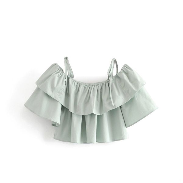 european and american style 2019 summer new fashion wild loose high waist short section laminated ruffled sling women, White
european and american style 2019 summer new fashion wild loose high waist short section laminated ruffled sling women, White