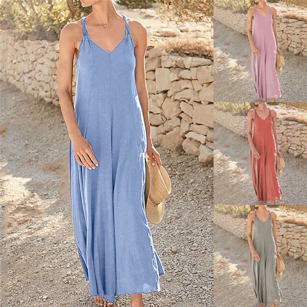 women casual beach party dresses summer v-neck spaghetti strap long dress 2020 new female solid color loose dress vestidos, Black;gray
women casual beach party dresses summer v-neck spaghetti strap long dress 2020 new female solid color loose dress vestidos, Black;gray