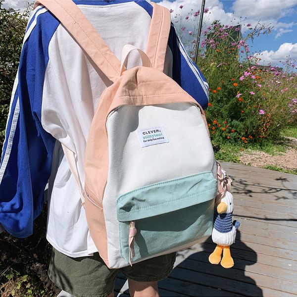 new fashion hit color casual duckling pendant backpack neutral student couple backpack trend canvas lapbag
new fashion hit color casual duckling pendant backpack neutral student couple backpack trend canvas lapbag