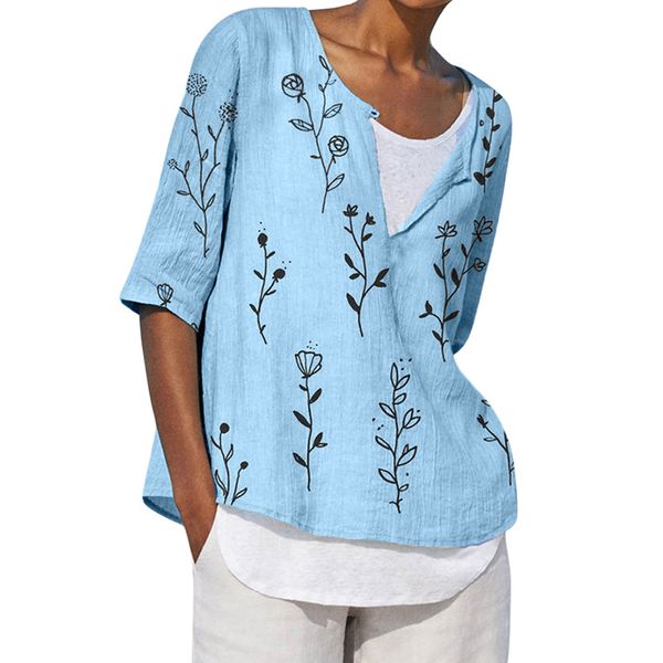women's cotton blends single button half sleeve tees casual loose comfortable print, White
women's cotton blends single button half sleeve tees casual loose comfortable print, White