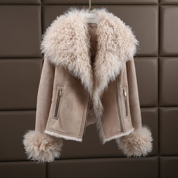 women's fur & faux luxury warm genuine sheepskin natural lamb coat suede jacket thick the for women plus size 180423-1, Black
women's fur & faux luxury warm genuine sheepskin natural lamb coat suede jacket thick the for women plus size 180423-1, Black