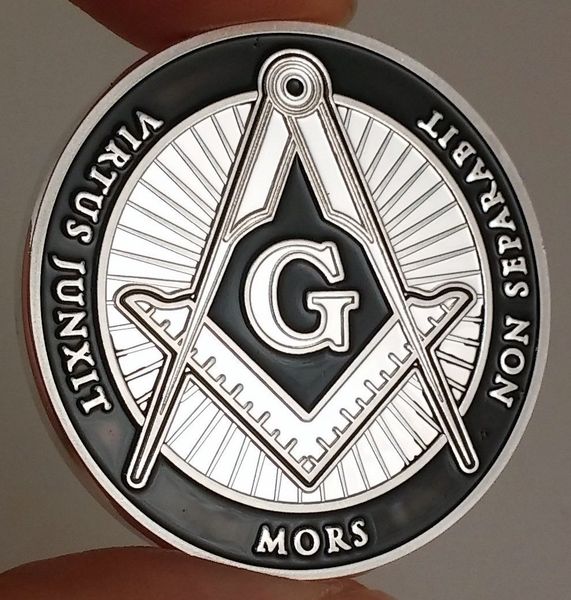 10pcs/lot, ason masonic mason antique silver finish 1.75 inch challenge coin