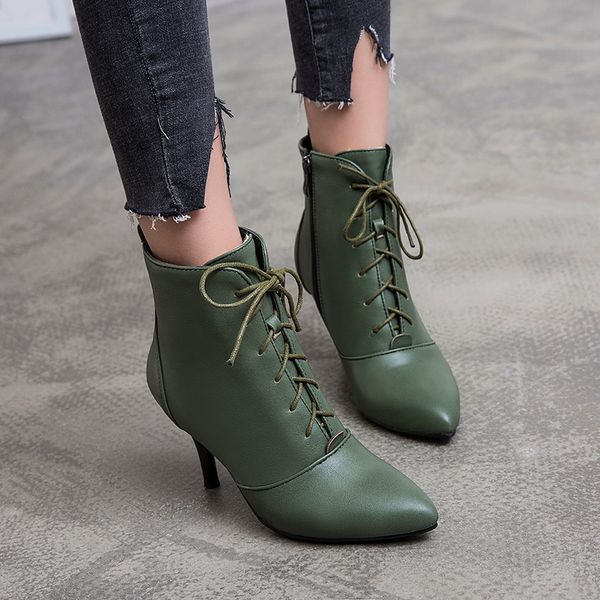 new autumn winter women boots solid lace-up european ladies shoes pu leather fashion boots, Black
new autumn winter women boots solid lace-up european ladies shoes pu leather fashion boots, Black