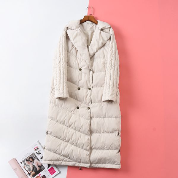 women white goose down warm long winter down jacket for women double breasted, Black
women white goose down warm long winter down jacket for women double breasted, Black