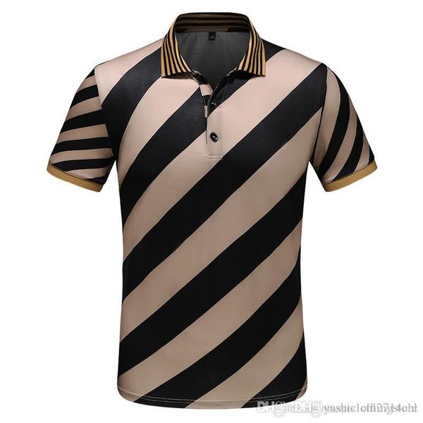 summer lapel short sleeve men's cotton diagonal stripe contrast color breathable high-grade fashion casual t-shirt short sleeve t-s, White;black 
summer lapel short sleeve men's cotton diagonal stripe contrast color breathable high-grade fashion casual t-shirt short sleeve t-s, White;black