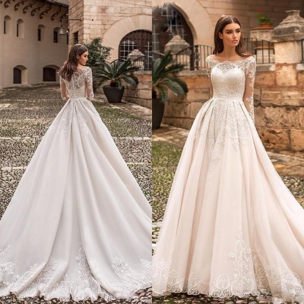new spring/autumn wedding dresses bateau neck lace appliqued long sleeve illusion bridal gowns sheer neck plus size vestido de novia, White
new spring/autumn wedding dresses bateau neck lace appliqued long sleeve illusion bridal gowns sheer neck plus size vestido de novia, White