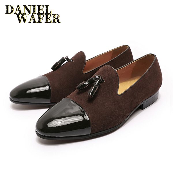 fashion casual natural leather loafers tassel loafers suede patent cap toe slip on office wedding dress leather shoes men, Black 
fashion casual natural leather loafers tassel loafers suede patent cap toe slip on office wedding dress leather shoes men, Black