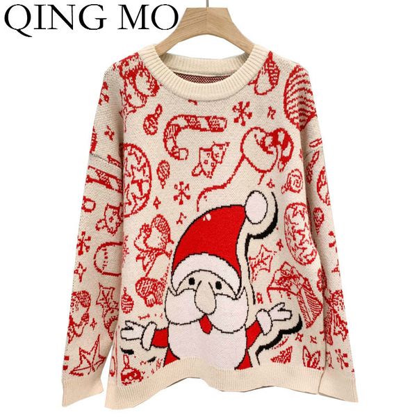 qing mo white women pullovers sweater 2019 women santa claus sweater winter thick warm christmas jumper loose zqy2338, White;black
qing mo white women pullovers sweater 2019 women santa claus sweater winter thick warm christmas jumper loose zqy2338, White;black