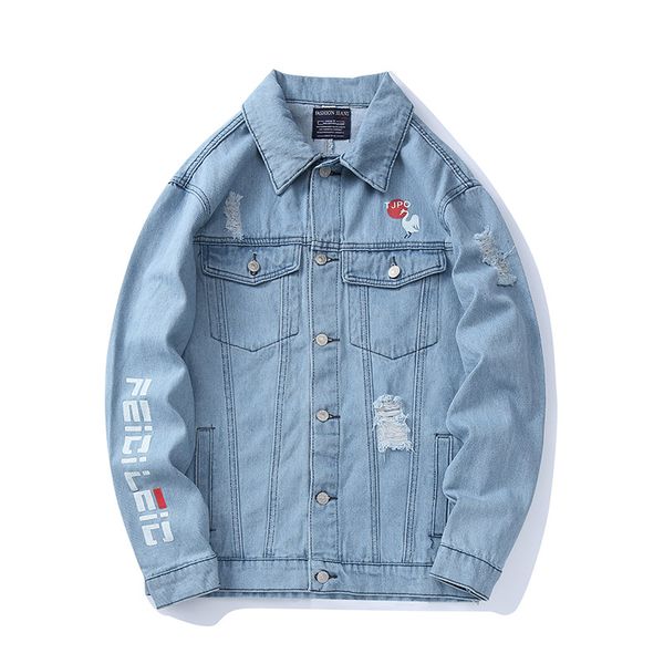 hole letter print blue denim jacket mens long sleeve retro vintage jaqueta masculino windbreaker jeans jackets and coats, Black;brown
hole letter print blue denim jacket mens long sleeve retro vintage jaqueta masculino windbreaker jeans jackets and coats, Black;brown