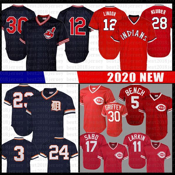 men's johnny bench jersey barry larkin sabo ken griffey jr 12 francisco lindor kluber joe carter kirk gibson miguel cabrera alan tramme, Blue;black
men's johnny bench jersey barry larkin sabo ken griffey jr 12 francisco lindor kluber joe carter kirk gibson miguel cabrera alan tramme, Blue;black