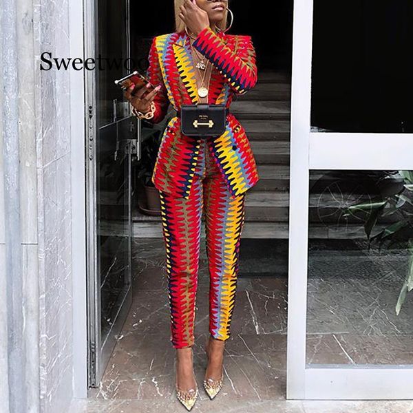 autumn winter women tracksuits long sleeve blazer straight pants suits women striped print casual fashion 2 piece suit, White;black
autumn winter women tracksuits long sleeve blazer straight pants suits women striped print casual fashion 2 piece suit, White;black