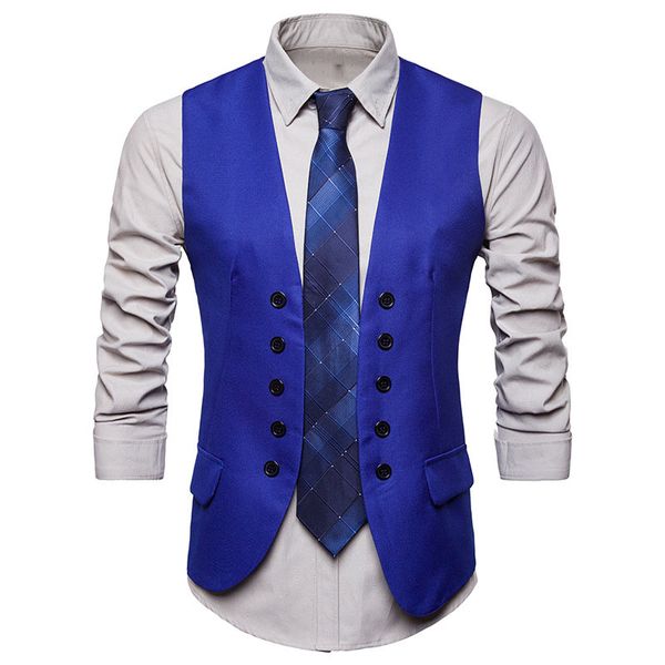 

men slim fit double breasted suit vest gentlemen casual business waistcoat men party wedding prom tuxedo vest chaleco hombre, Black;white