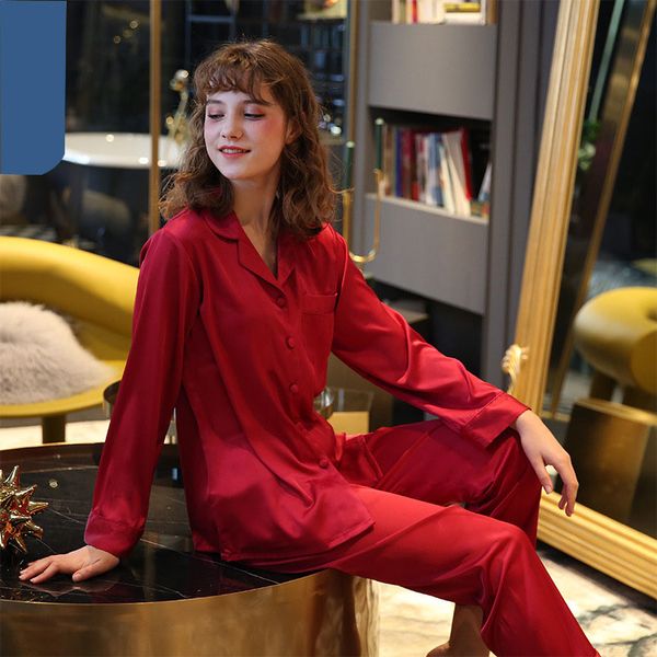 spring and summer silk satin couple pajamas women men's pajamas home long-sleeved suit and long trousers pijama verano, Blue;gray
spring and summer silk satin couple pajamas women men's pajamas home long-sleeved suit and long trousers pijama verano, Blue;gray
