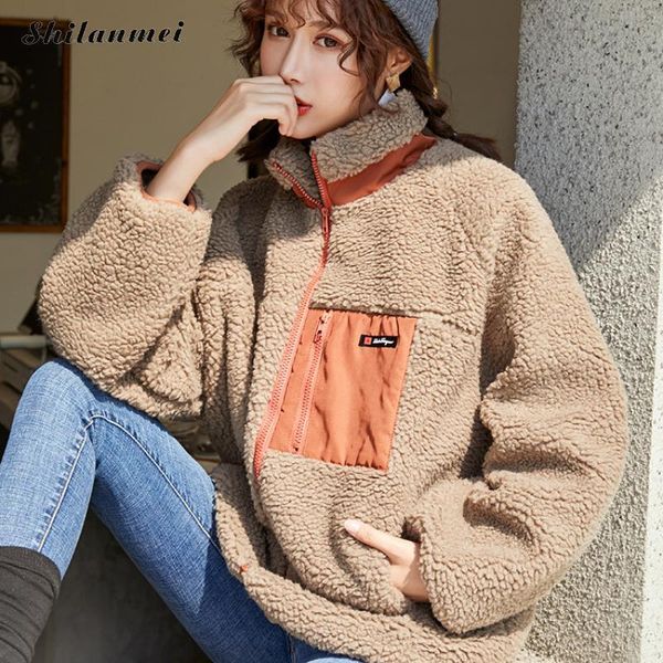 women's fur & faux korean women coat 2021 winter warm zipper fleece jackets female kawaii plush overcoat thick oversize casual outwear, Black
women's fur & faux korean women coat 2021 winter warm zipper fleece jackets female kawaii plush overcoat thick oversize casual outwear, Black