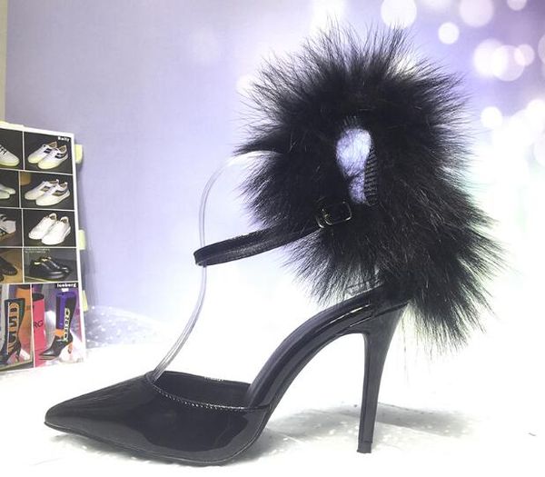 els pointed toe fashion explosions feather sandals catwalk all match buckle shoes, Black
els pointed toe fashion explosions feather sandals catwalk all match buckle shoes, Black