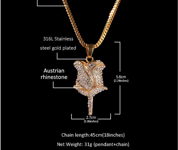 new men's designer luxury high-end accessories hip-hop stainless steel diamond rose hanging birthday gift chao men's hip-hop jewel, Silver
new men's designer luxury high-end accessories hip-hop stainless steel diamond rose hanging birthday gift chao men's hip-hop jewel, Silver