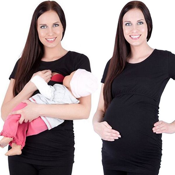multi-functional mother breast-feeding t-shirt summer women's solid color stitching clothing, White
multi-functional mother breast-feeding t-shirt summer women's solid color stitching clothing, White
