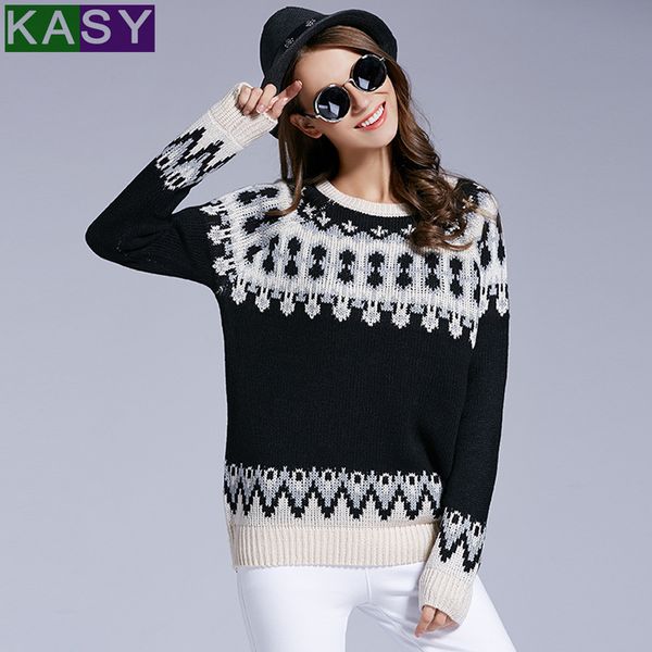 2019 women casual autumn winter crew neck black jacquard sweaters outfits long sleeve pattern knits pullovers jumpers, White;black
2019 women casual autumn winter crew neck black jacquard sweaters outfits long sleeve pattern knits pullovers jumpers, White;black