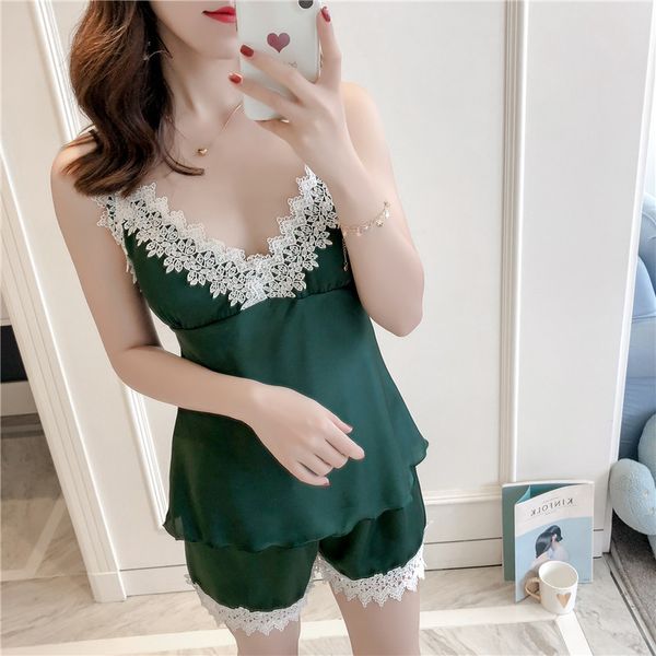 freshing summer spaghetti strap lace pajamas v-neck with chest pad lingerie fashion pijama for women, Blue;gray
freshing summer spaghetti strap lace pajamas v-neck with chest pad lingerie fashion pijama for women, Blue;gray