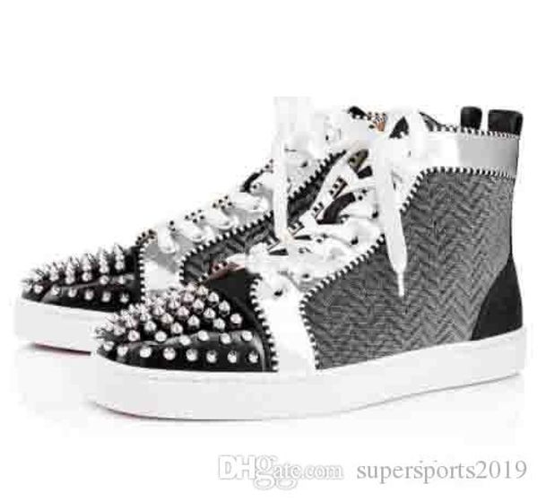 super quality men shoes red bottom sneakers spiked black and sliver spikes orlato men's flat sneakers grey genuine leather outdoor luxu
super quality men shoes red bottom sneakers spiked black and sliver spikes orlato men's flat sneakers grey genuine leather outdoor luxu
