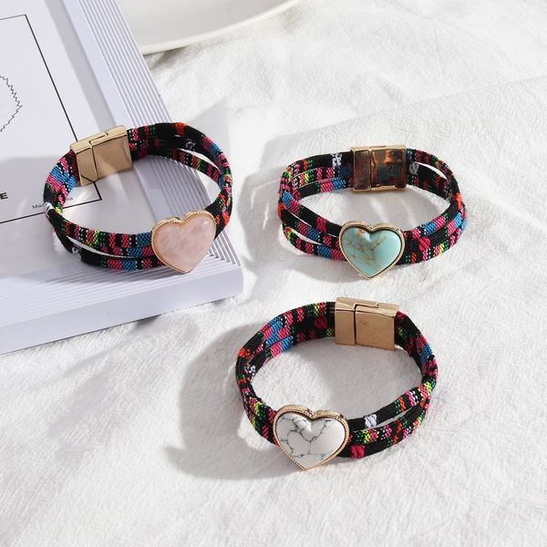 fashion heart kallaite white green turquoise magnetic snap gold bracelet for women jewelry color rope bangle, Golden;silver
fashion heart kallaite white green turquoise magnetic snap gold bracelet for women jewelry color rope bangle, Golden;silver