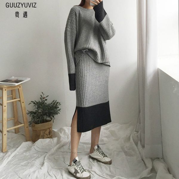 guuzyuviz casual thicken knitted 2 pieces woman sets patch work long sleeve o-neck sweater high waist 2 piece skirt set, Gray
guuzyuviz casual thicken knitted 2 pieces woman sets patch work long sleeve o-neck sweater high waist 2 piece skirt set, Gray
